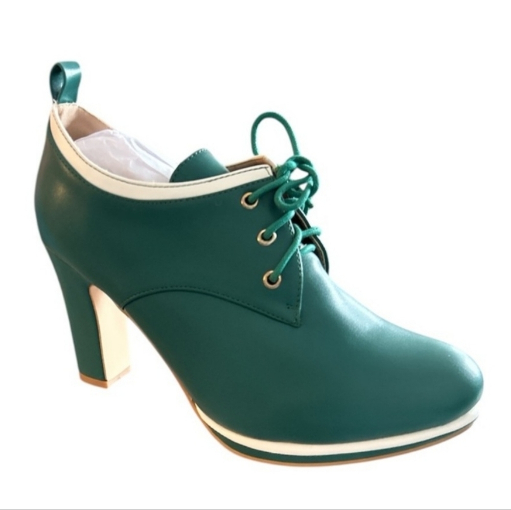 NWOT Alegria K Green Tie Up Bootie Heels Size 10 - Picture 4 of 4